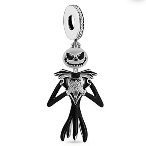 925 Sterling Silver Jack Skellington Dangle Charm - Picture 1 of 8